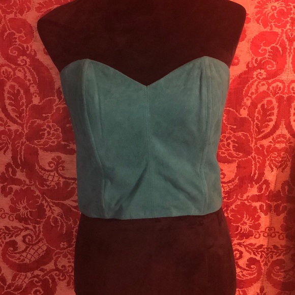 In Transit Vintage Teal Suede Bustier - Picture 6 of 7